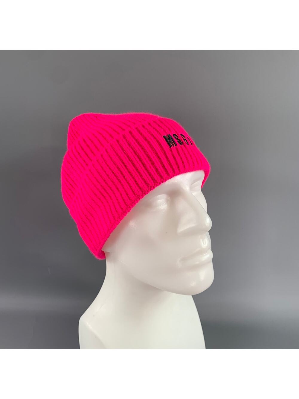 MSGM Size One Size Pink Ribbed Knit Acrylic Hats
